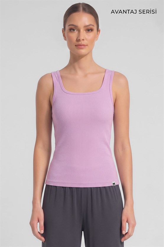 Mısırlı Kadın Kaşkorse Sırtı Kapalı Askılı T-shirt Pembe