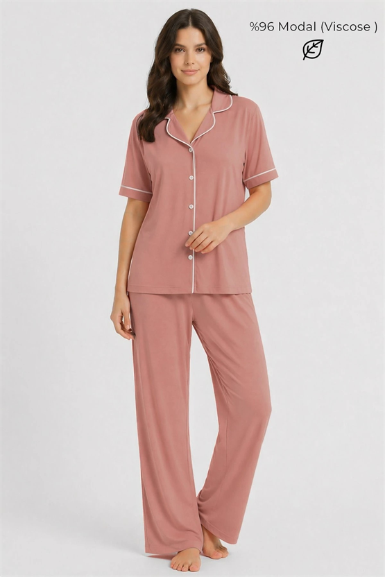 Mısırlı Kadın Modal Pijama Takım Açık Pembe