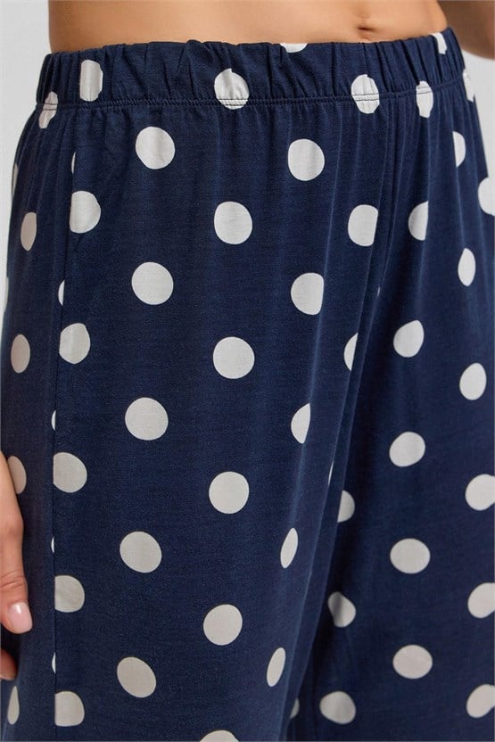 Mısırlı Kadın Modal Puantiyeli Pijama Takımı Lacivert