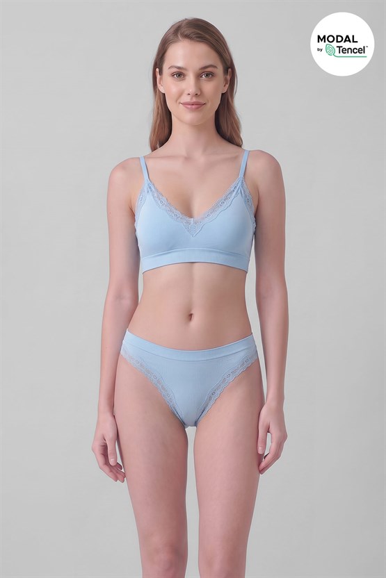 Mısırlı Kadın Modal Seamless Brief Slip Açık Mavi