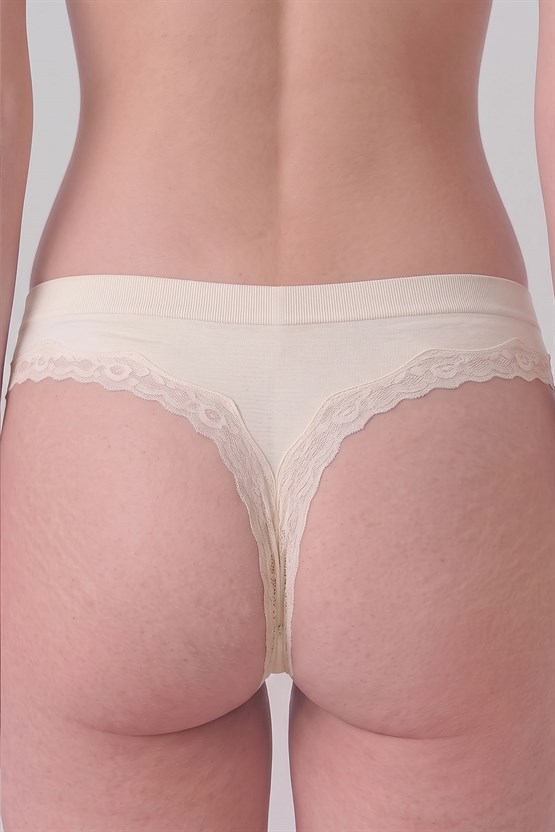 Mısırlı Kadın Modal Seamless Tanga Slip Ekru