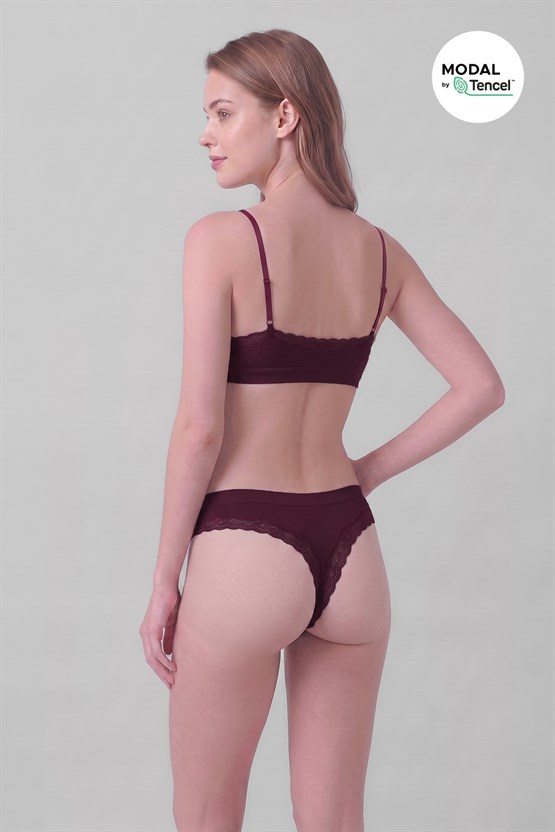 Mısırlı Kadın Modal Seamless Tanga Slip Bordo