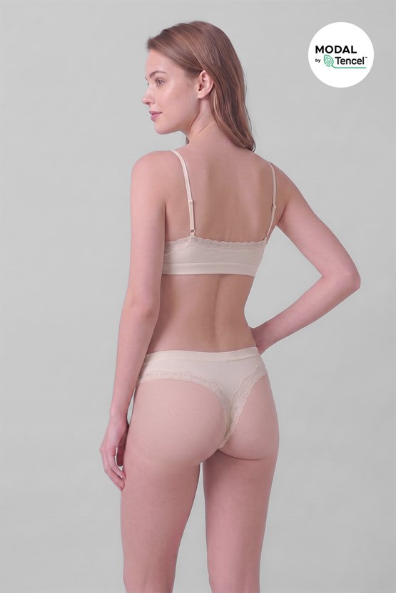 Mısırlı Kadın Modal Seamless Tanga Slip Ekru