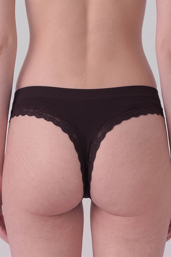 Mısırlı Kadın Modal Seamless Tanga Slip Acı Kahve
