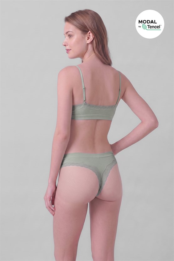 Mısırlı Kadın Modal Seamless Tanga Slip Çağla Yeşili