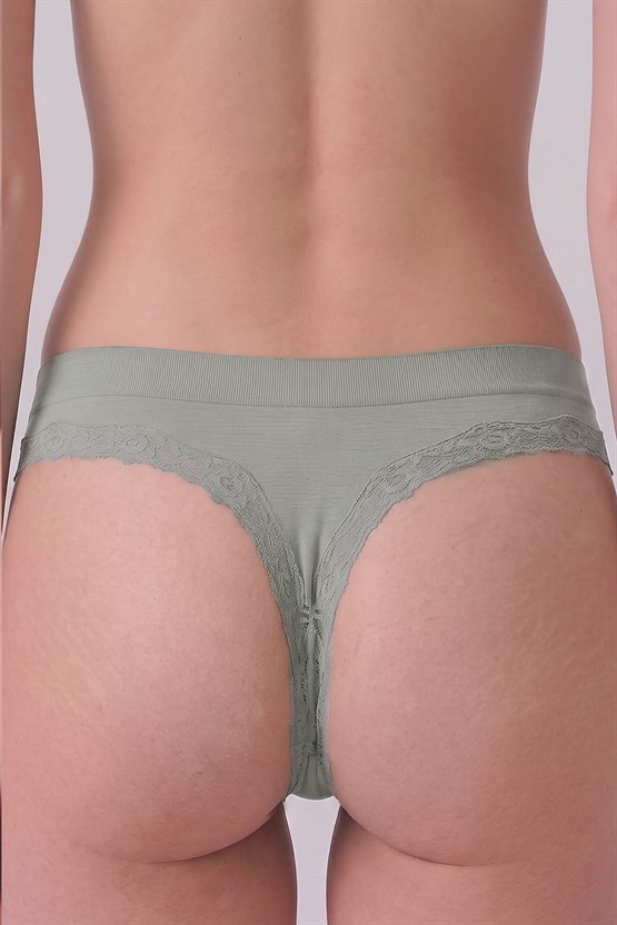 Mısırlı Kadın Modal Seamless Tanga Slip Çağla Yeşili