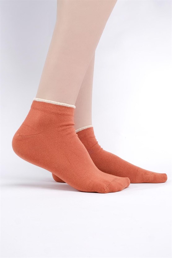 Mısırlı Kadın Modal Tekli Yazlık Sneaker Çorap Kiremit