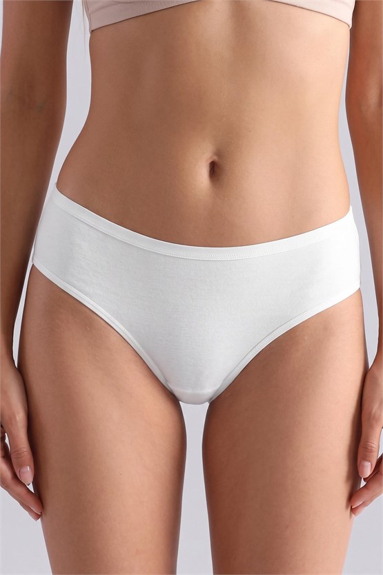 Mısırlı Kadın Modal&Pamuklu HERA Brief İnce Lastikli Üçlü Slip Külot Beyaz