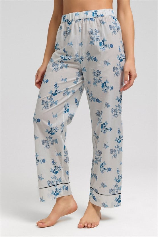 Mısırlı Kadın Pamuk Alt Pijama Beyaz