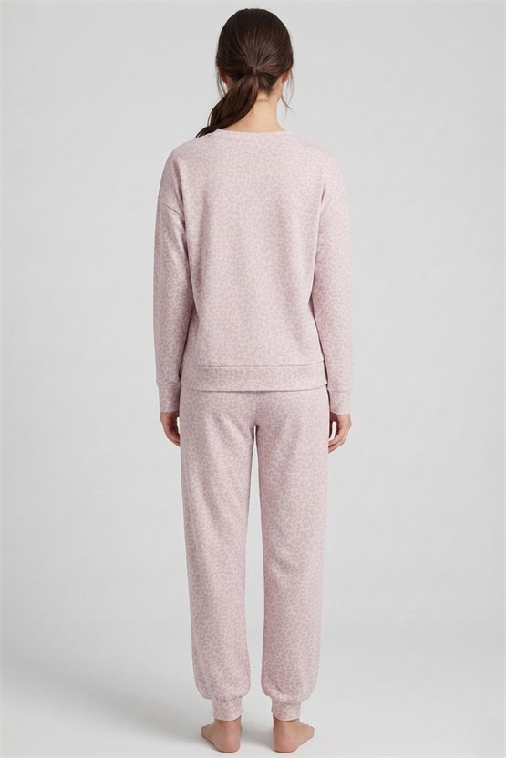 Mısırlı Kadın Pamuk Nakış Detaylı Ribanalı Pijama Takım Açık Pembe