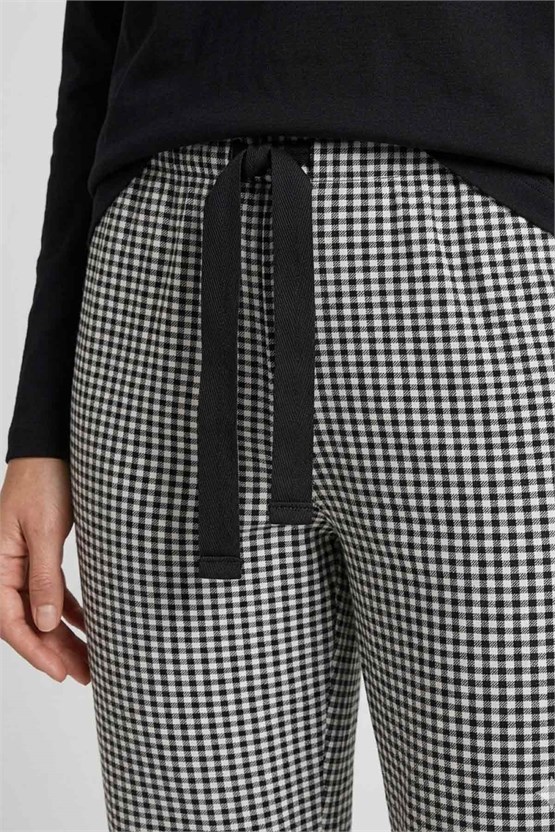 Mısırlı Kadın Pamuk Pötikare Pijama Takım Siyah
