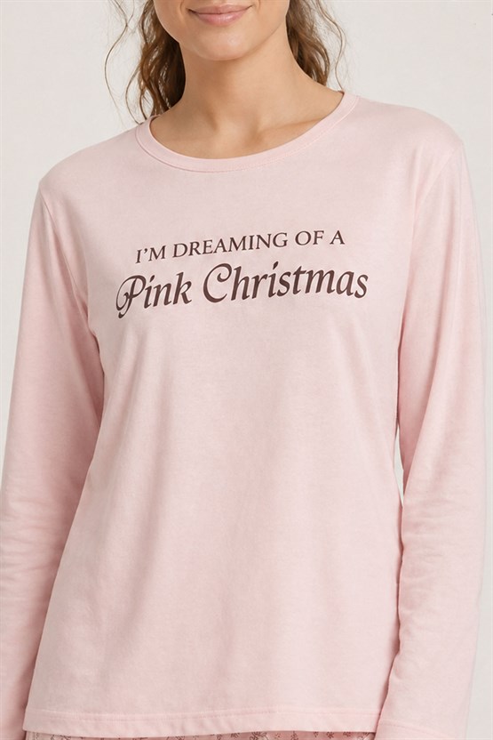Mısırlı Kadın Pamuk Tavşan Baskı Detaylı Pijama Takım Açık Sarı