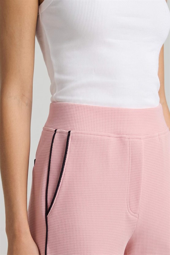 Mısırlı Kadın Pike Biyeli Havuç Pantolon Açık Pembe