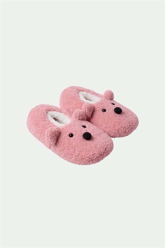 Mısırlı Kadın Panda Figürlü Panduf Açık Pembe