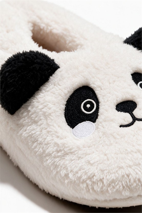 Mısırlı Kadın Panda Figürlü Panduf Ekru