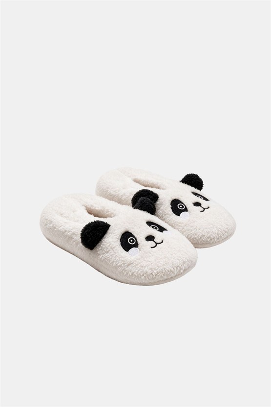Mısırlı Kadın Panda Figürlü Panduf Ekru