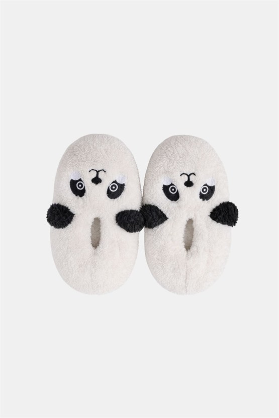 Mısırlı Kadın Panda Figürlü Panduf Ekru