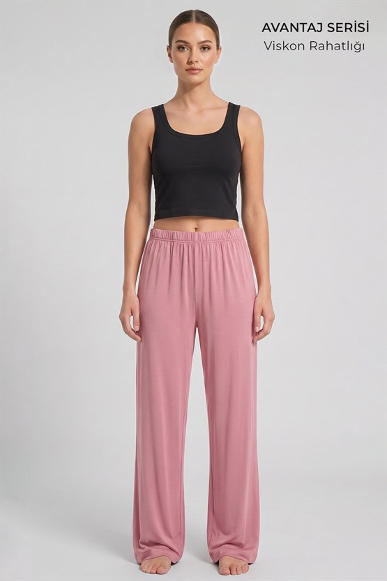 Mısırlı Kadın Viskon Alt Pijama Açık Pembe