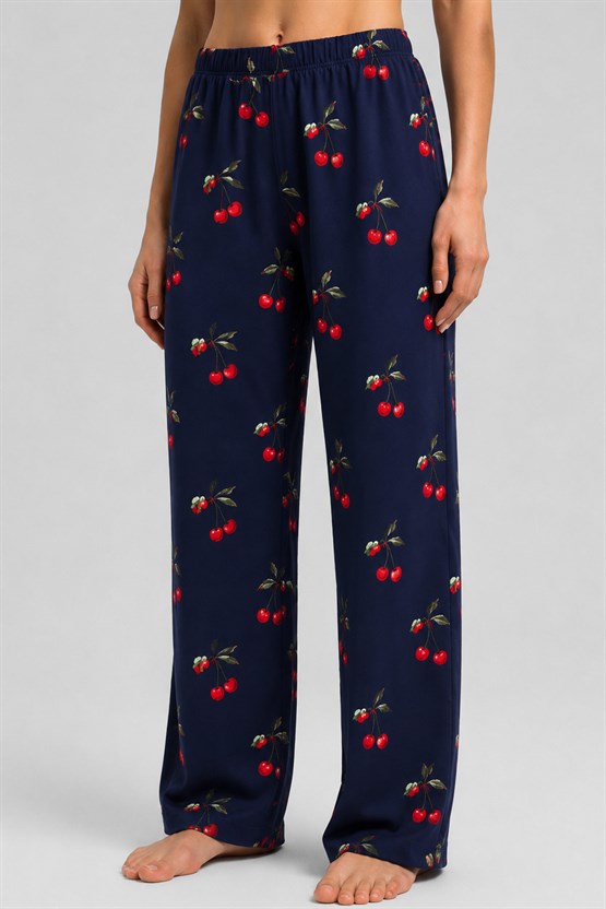 Mısırlı Kadın Viskon Alt Pijama Lacivert