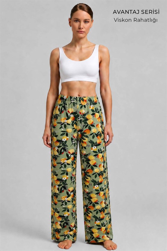 Mısırlı Kadın Viskon Alt Pijama Yeşil