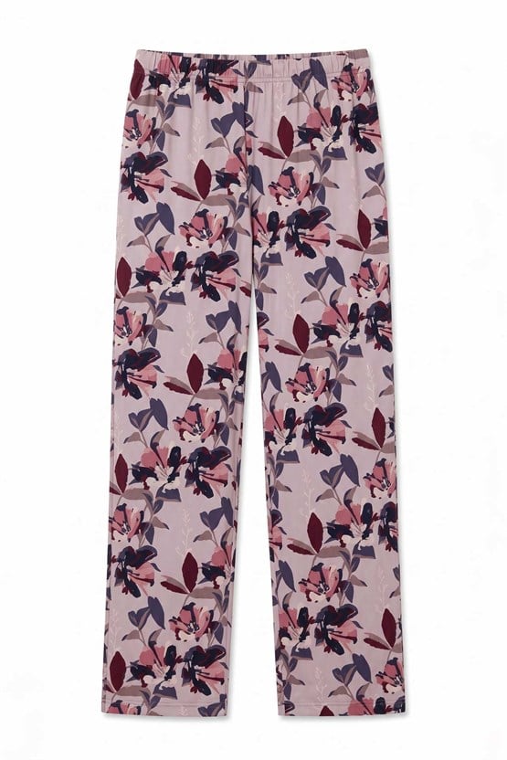 Mısırlı Kadın Viskon Çiçekli Alt Pijama Gül Kurusu