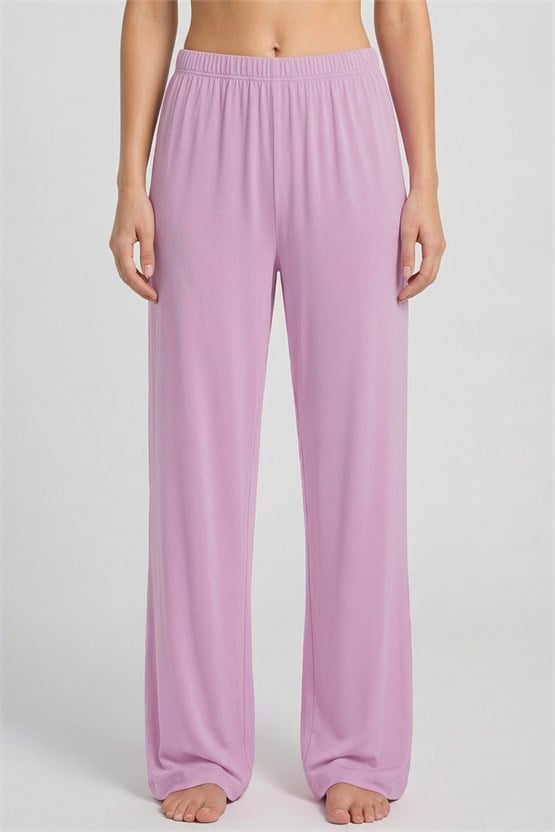 Mısırlı Kadın Viskon Düz Kesim Alt Pijama Koyu Pembe