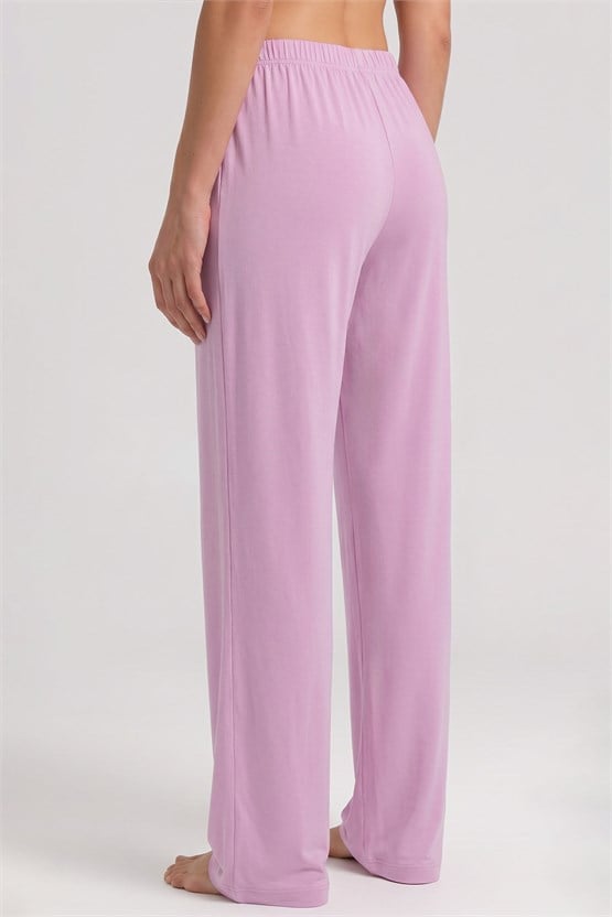 Mısırlı Kadın Viskon Düz Kesim Alt Pijama Koyu Pembe