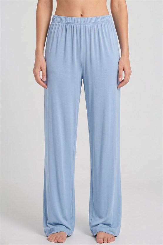 Mısırlı Kadın Viskon Düz Kesim Alt Pijama Buz Mavi