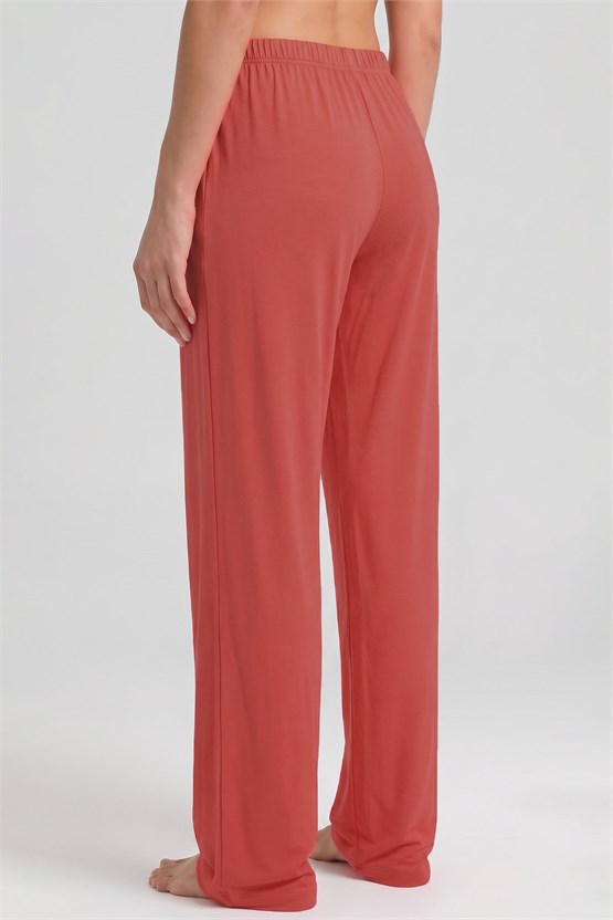 Mısırlı Kadın Viskon Düz Kesim Alt Pijama Mercan