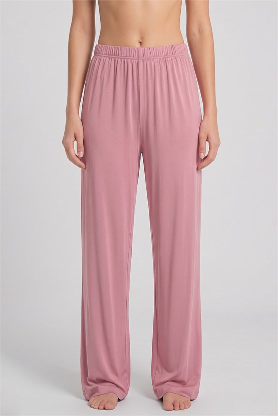 Mısırlı Kadın Viskon Düz Kesim Alt Pijama Açık Pembe