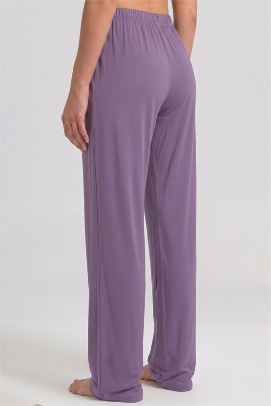 Mısırlı Kadın Viskon Düz Kesim Alt Pijama Koyu Lila