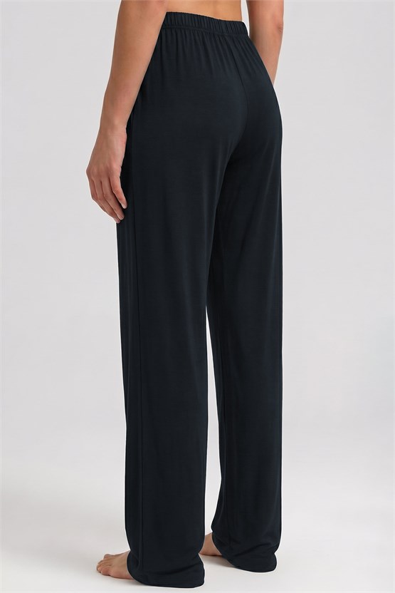 Mısırlı Kadın Viskon Düz Kesim Alt Pijama Koyu Antrasit