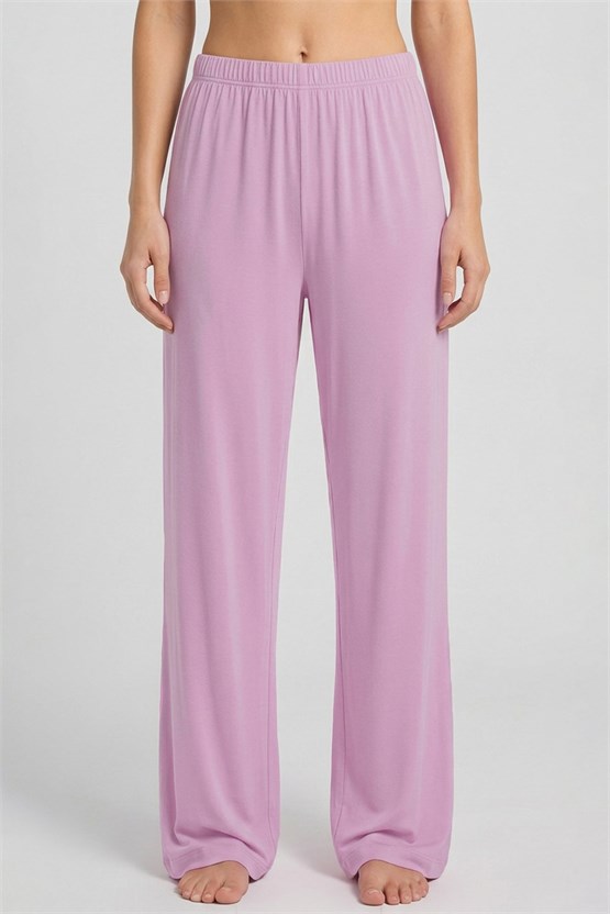 Mısırlı Kadın Viskon Düz Kesim Alt Pijama Koyu Pembe