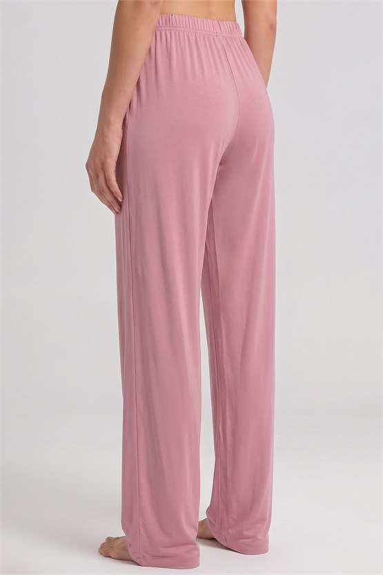 Mısırlı Kadın Viskon Düz Kesim Alt Pijama Açık Pembe