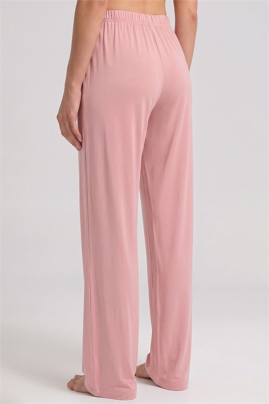 Mısırlı Kadın Viskon Düz Kesim Alt Pijama Açık Pembe