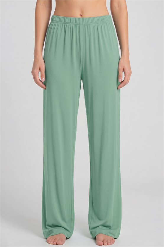 Mısırlı Kadın Viskon Düz Kesim Alt Pijama Koyu Mint