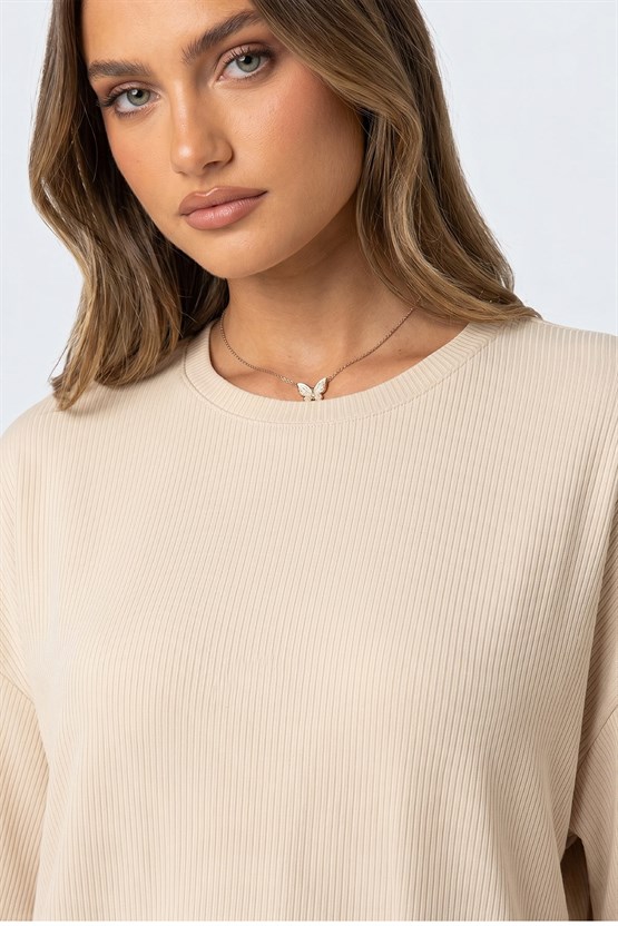 Mısırlı Kadın Oversize T-shirt Şort Takım Tereyağ Sarı