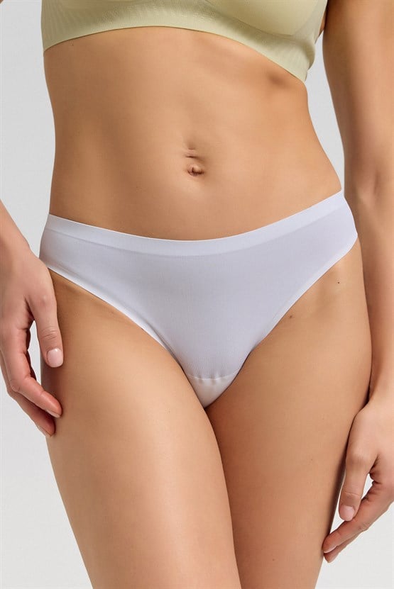 Mısırlı Lazer Kesim Dayanıklı Kenar Brazilian Külot Beyaz