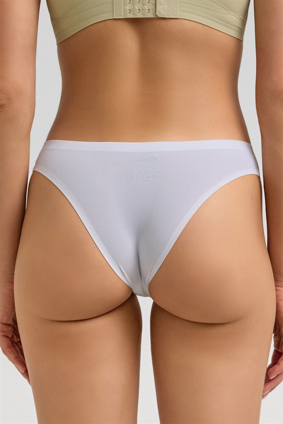 Mısırlı Lazer Kesim Dayanıklı Slip Külot Beyaz