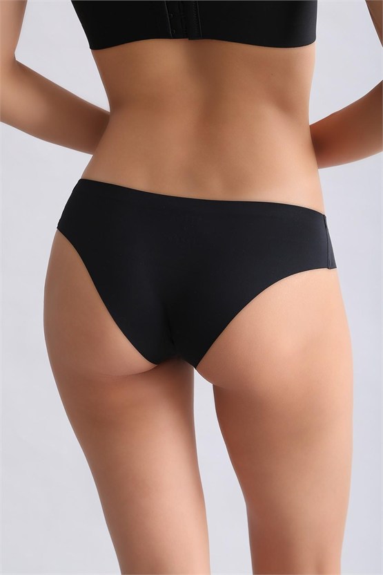 Mısırlı Lazer Kesim Görünmez Slip Külot Siyah