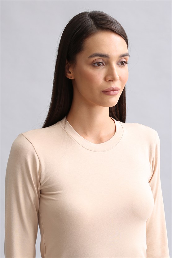 Mısırlı Modal by TENCEL BRITT Bisiklet Yaka Uzun Kollu Fanila / Sweatshirt Ten