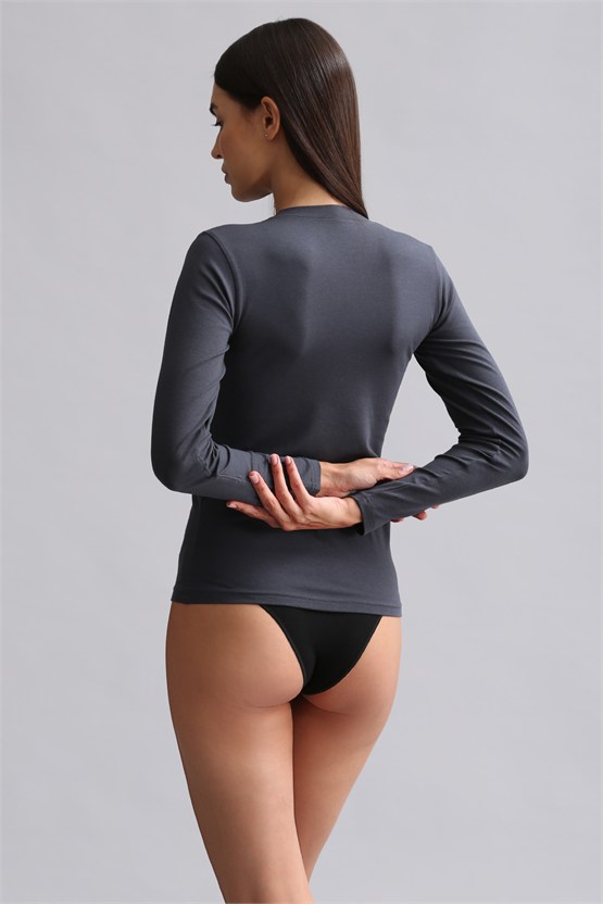 Mısırlı Modal by TENCEL BRITT Bisiklet Yaka Uzun Kollu Fanila / Sweatshirt Antrasit