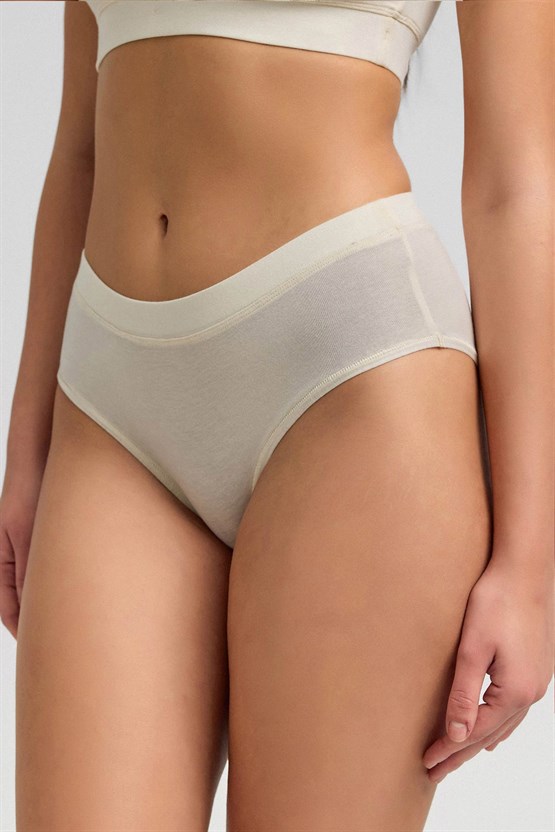 Mısırlı Modal by TENCEL HERA Brief Gizli Lastikli 3lü Slip Külot Ekru
