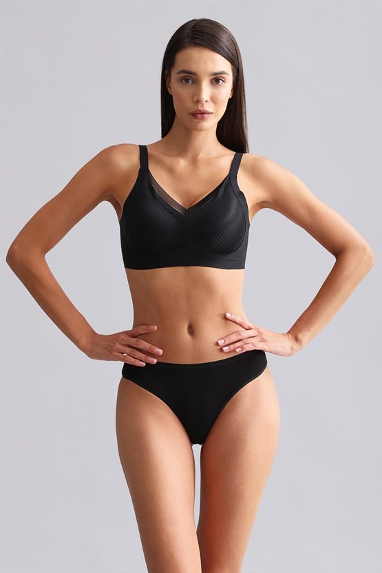 Mısırlı Modal by TENCEL HERA Brief İnce Lastikli 3lü Slip Külot Siyah