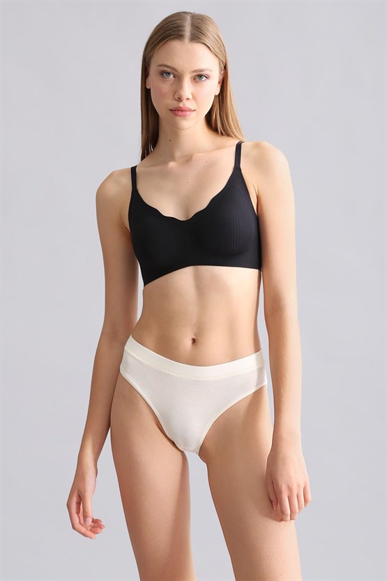 Mısırlı Modal by TENCEL HERA Gizli Lastikli Brazillian 3lü Külot Ekru
