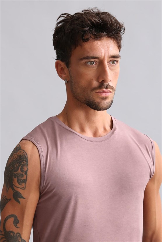Mısırlı Modal by TENCEL HERCULES Slim Fit Bisiklet Yaka Sporcu Atlet / T-Shirt Lavender