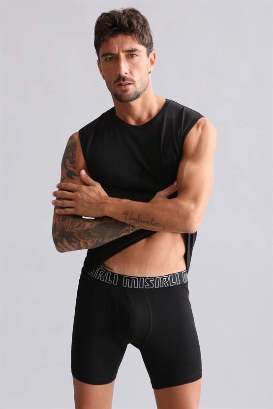 Mısırlı Modal by TENCEL HERCULES Slim Fit Bisiklet Yaka Sporcu Atlet / T-Shirt Siyah