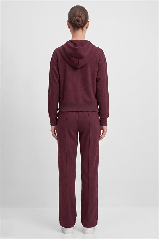 Mısırlı Monogram Desen Ceket Pantolon Takım Bordo