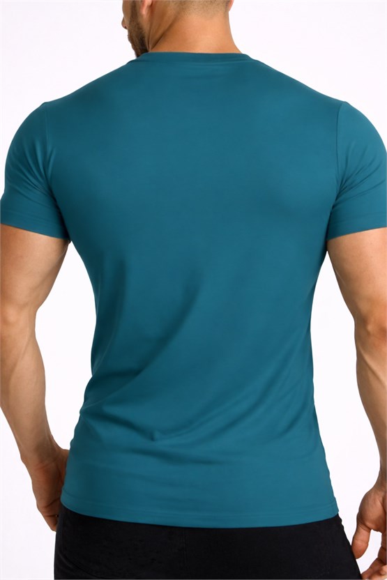 Mısırlı ORGANIC Pamuklu HERCULES Slim Fit Bisiklet Yaka Fanila Fit Green