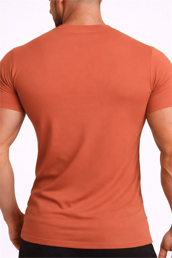 Mısırlı ORGANIC Pamuklu HERCULES Slim Fit Bisiklet Yaka Fanila Pas Kırmızısı